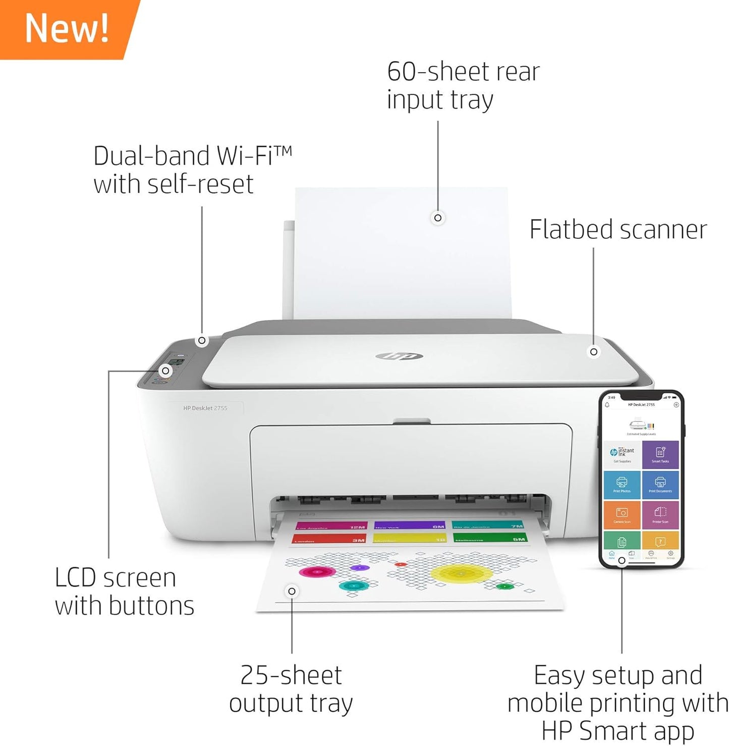 HP DeskJet 2755 All-in-One Wireless Printer (Renewed)