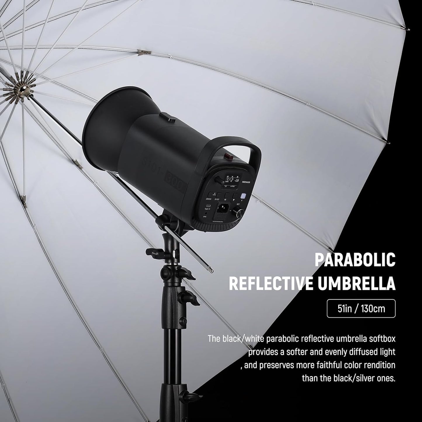 Neewer NS2U 51" Parabolic Reflective Photography Umbrella