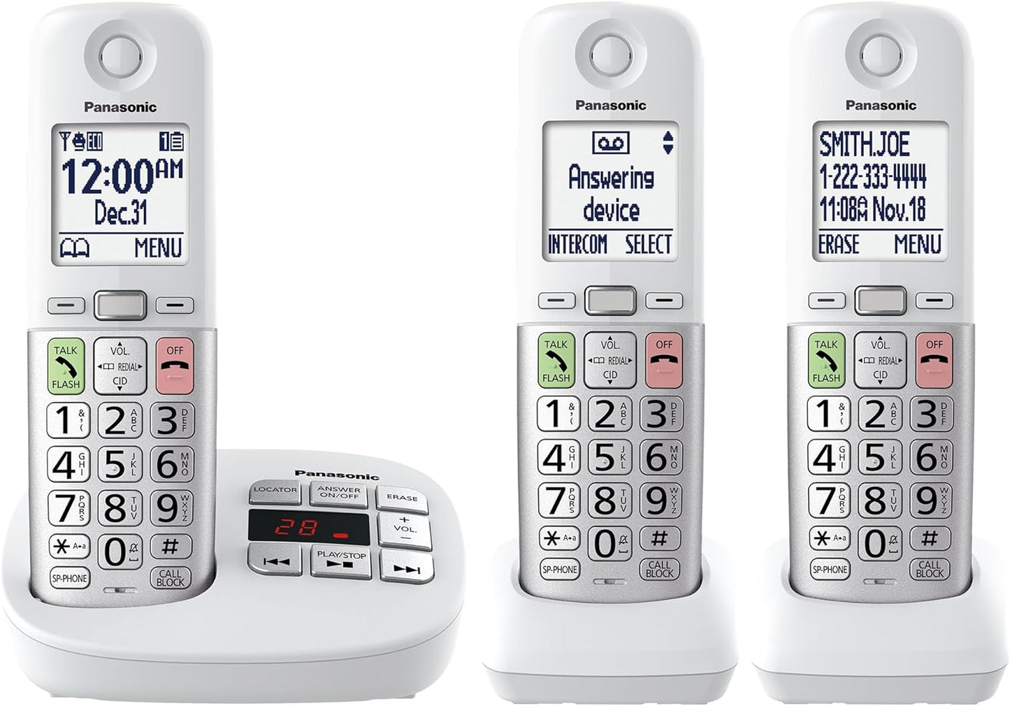 Panasonic KX-TGU433W Cordless Phone 3 Handset