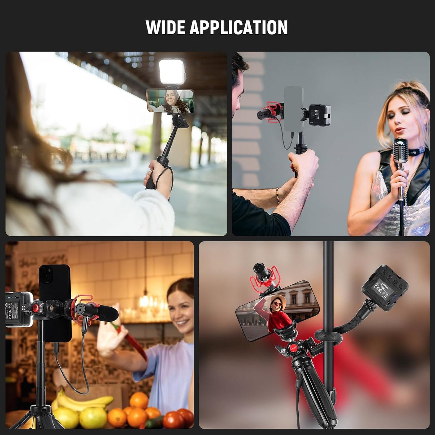 Neewer 10105101 Phone Vlogging Kit with LED Light and Microphone