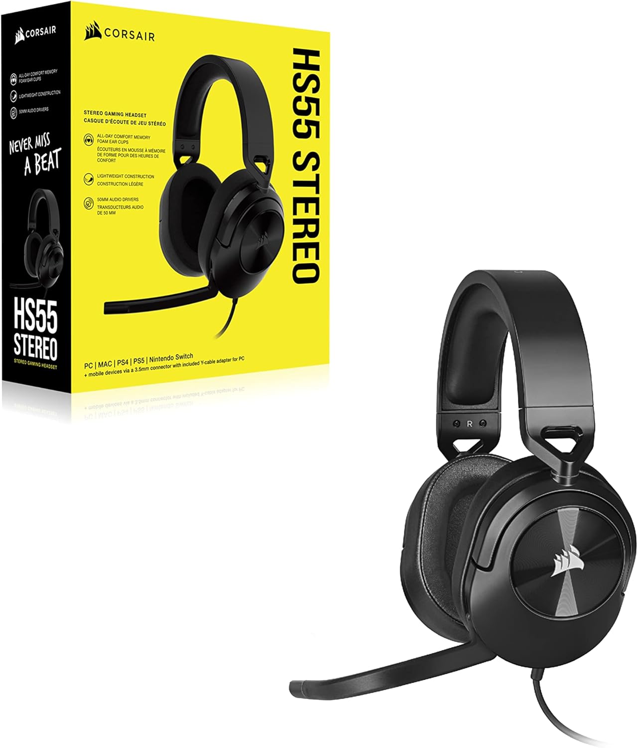 Corsair CA-9011260-AP HS55 Stereo Gaming Headset - Carbon