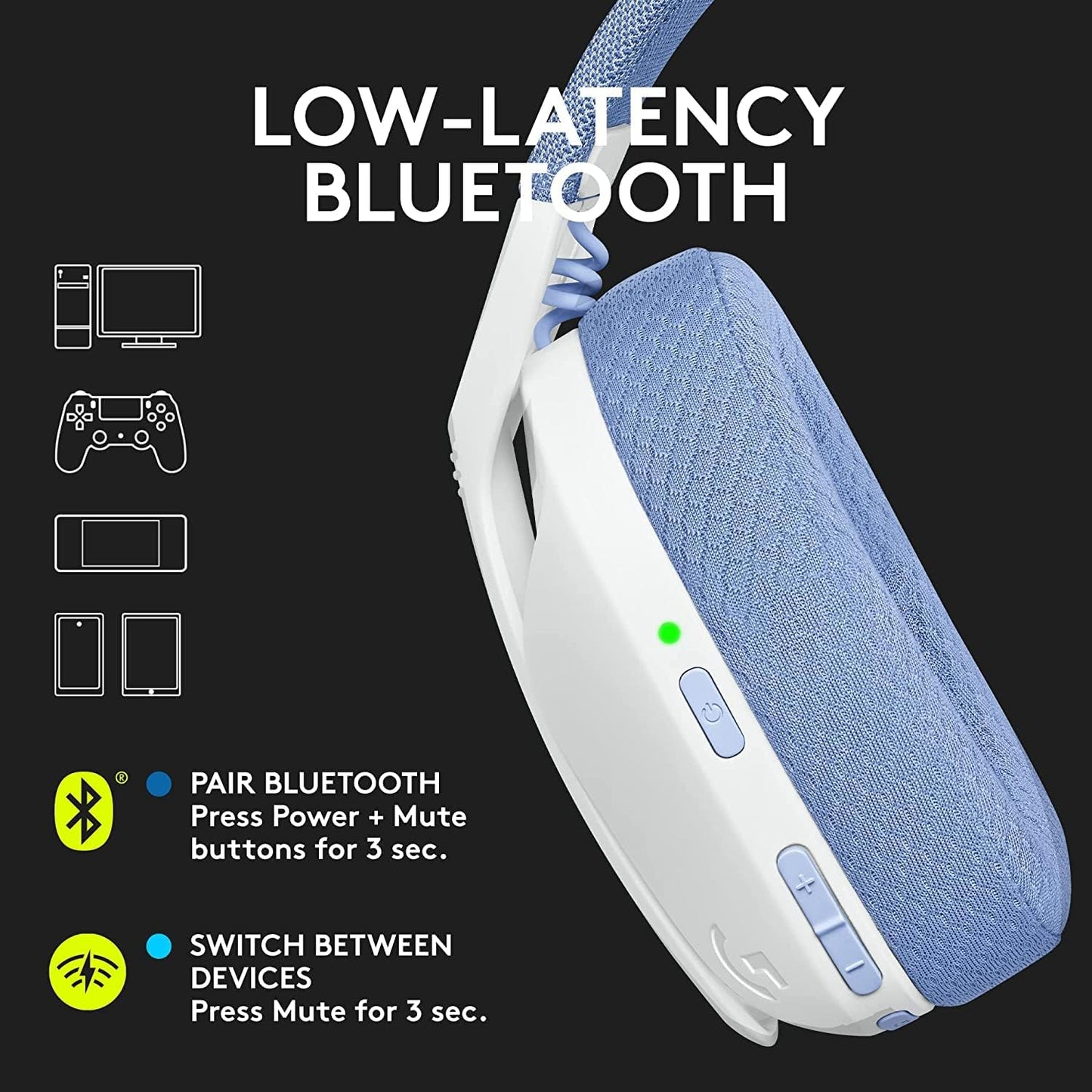 Logitech G435 Lightspeed Wireless Gaming Headset - White (Renewed)
