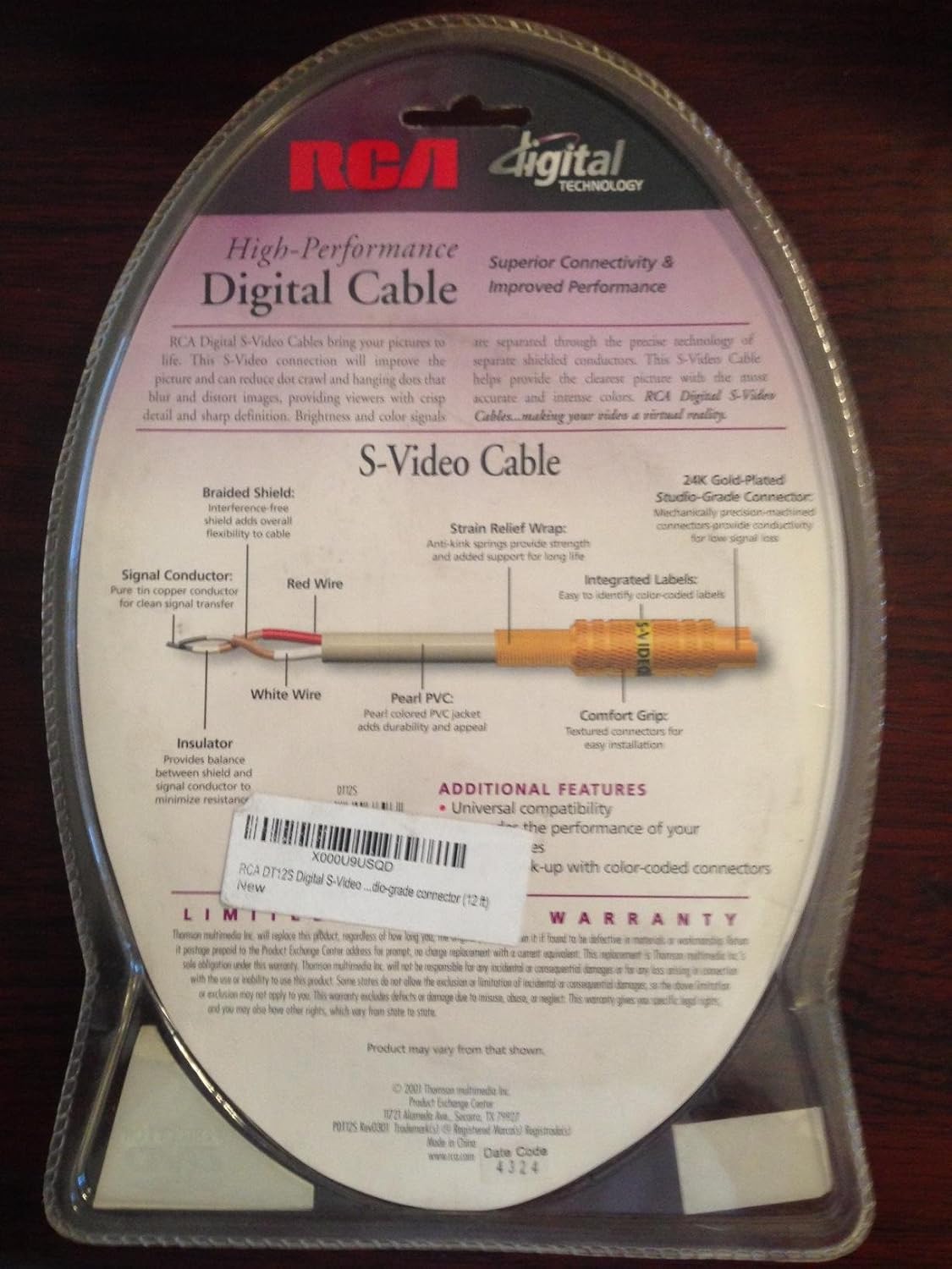 RCA DT12S Digital S-Video Cable 12 ft