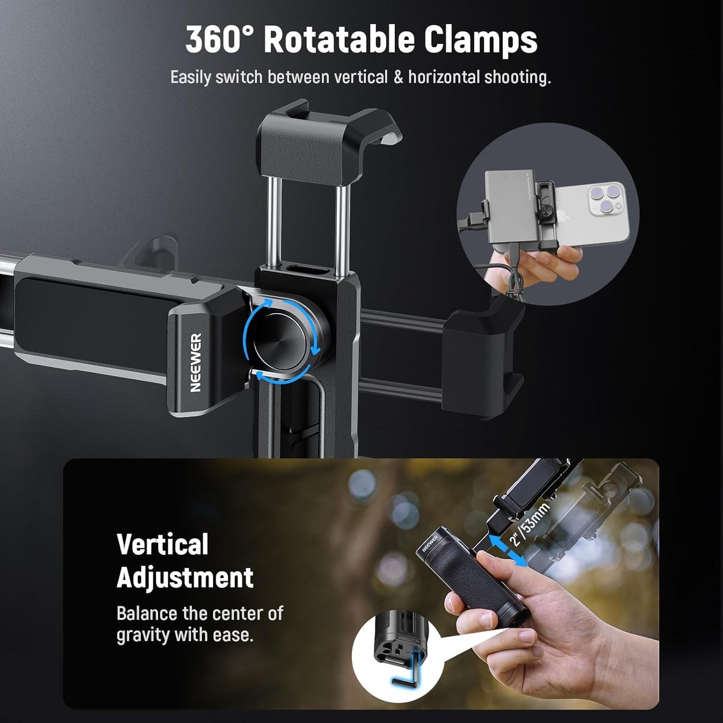 Neewer 10103501 Bluetooth Side Handle Phone Clamp SSD Holder