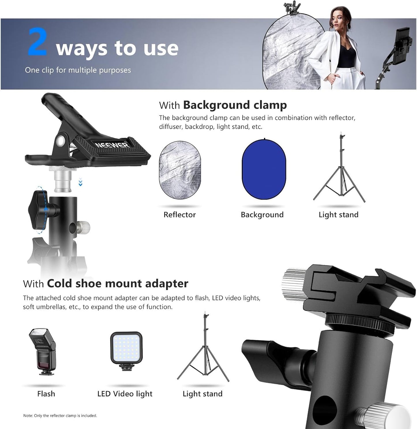 Neewer 10093980 Photo Studio Reflector Clamp Holder