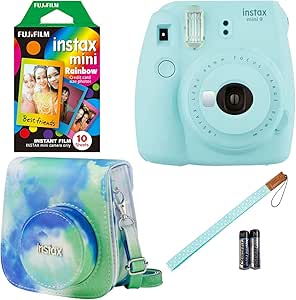 Fujifilm Instax Mini 9 Camera Bundle - Ice Blue, Film, Case