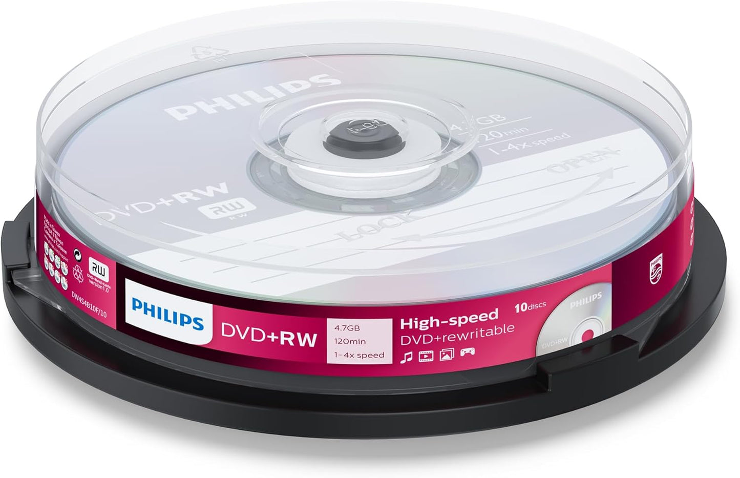 Philips DVD+RW 4.7GB 4X Spindle 10 Pack