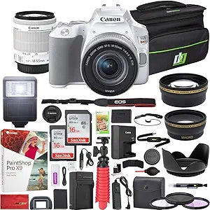 Canon E15CNDRSL31855WT EOS Rebel SL3 White DSLR Bundle