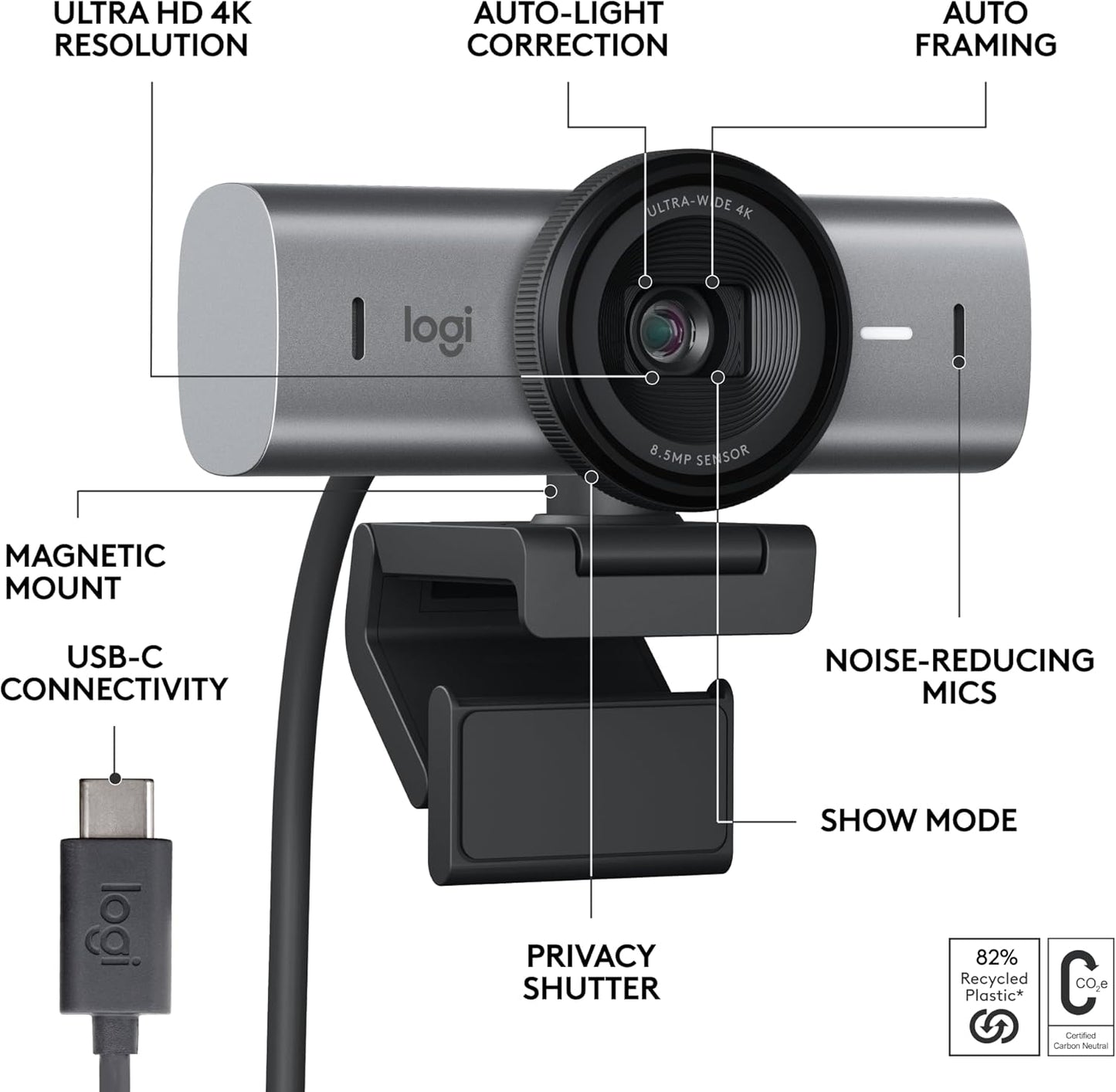 Logitech 960-001545 MX Brio 4K Streaming Webcam Graphite
