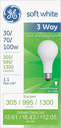 GE Lighting 97493 3-Way Soft White Incandescent Bulb