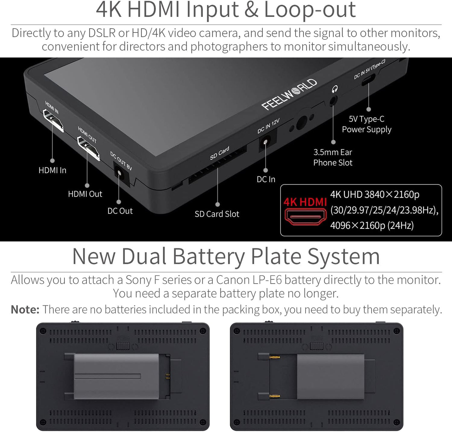 FEELWORLD F6 Plus-US 6" DSLR Camera Field Touch Monitor