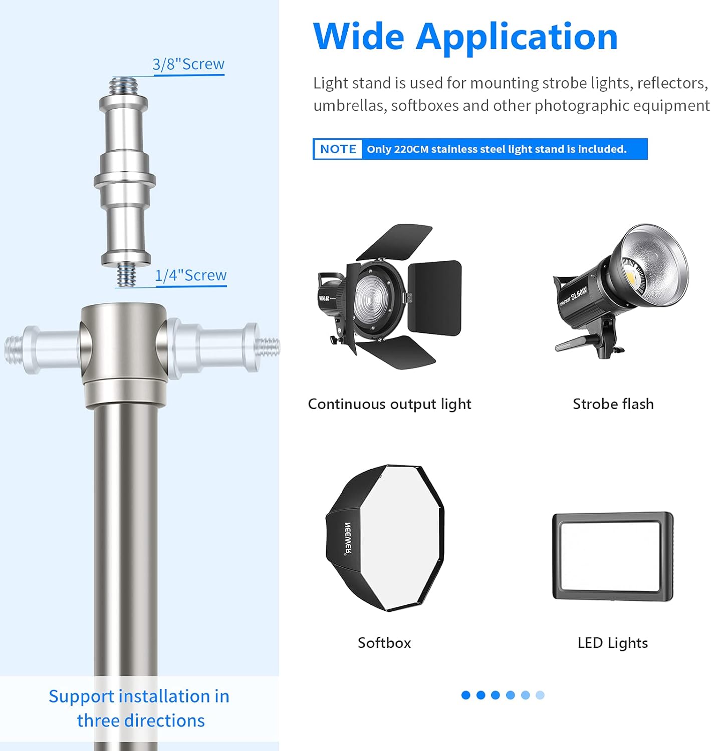 Neewer 10090544 79" Stainless Steel Photography Light Stand