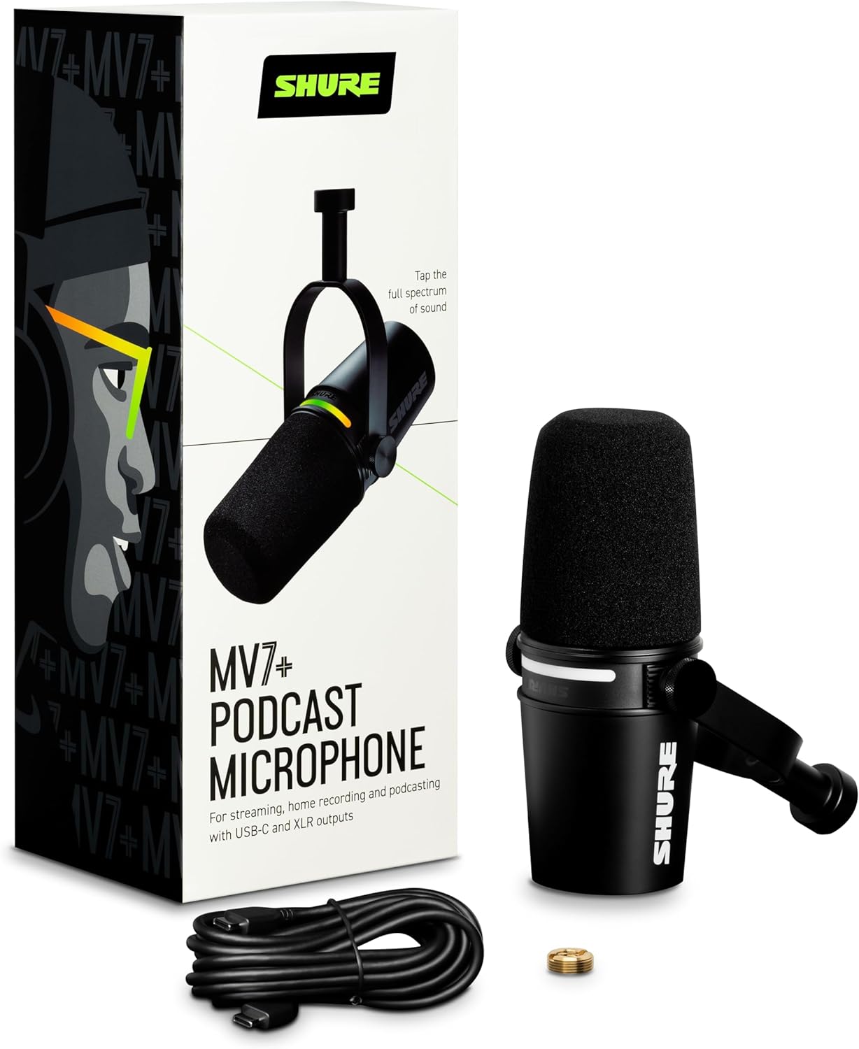 Shure MV7+-K USB/XLR Podcast Dynamic Microphone Black