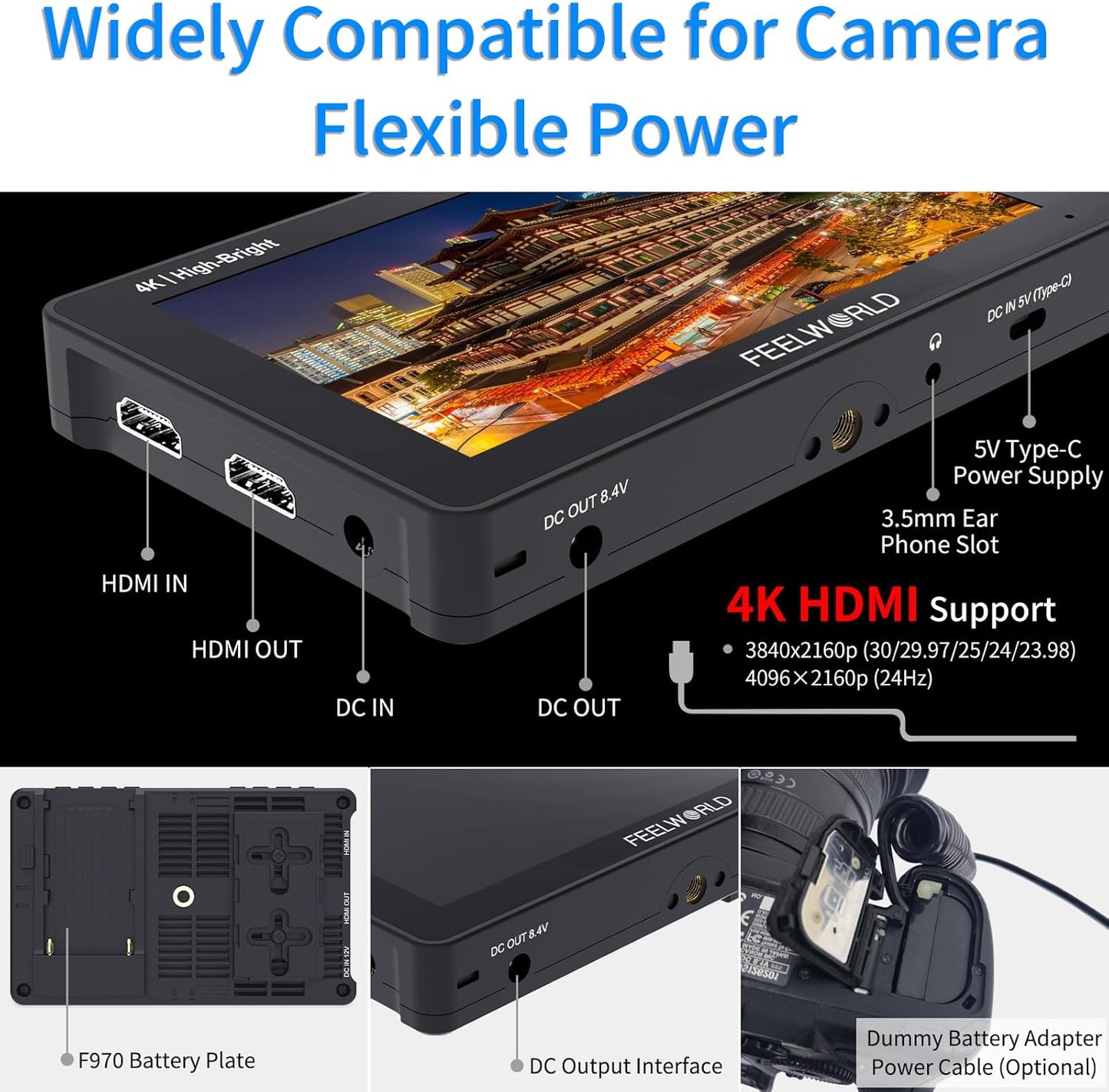FEELWORLD F5 Pro X 5.5 Inch 4K HDMI Monitor Bundle