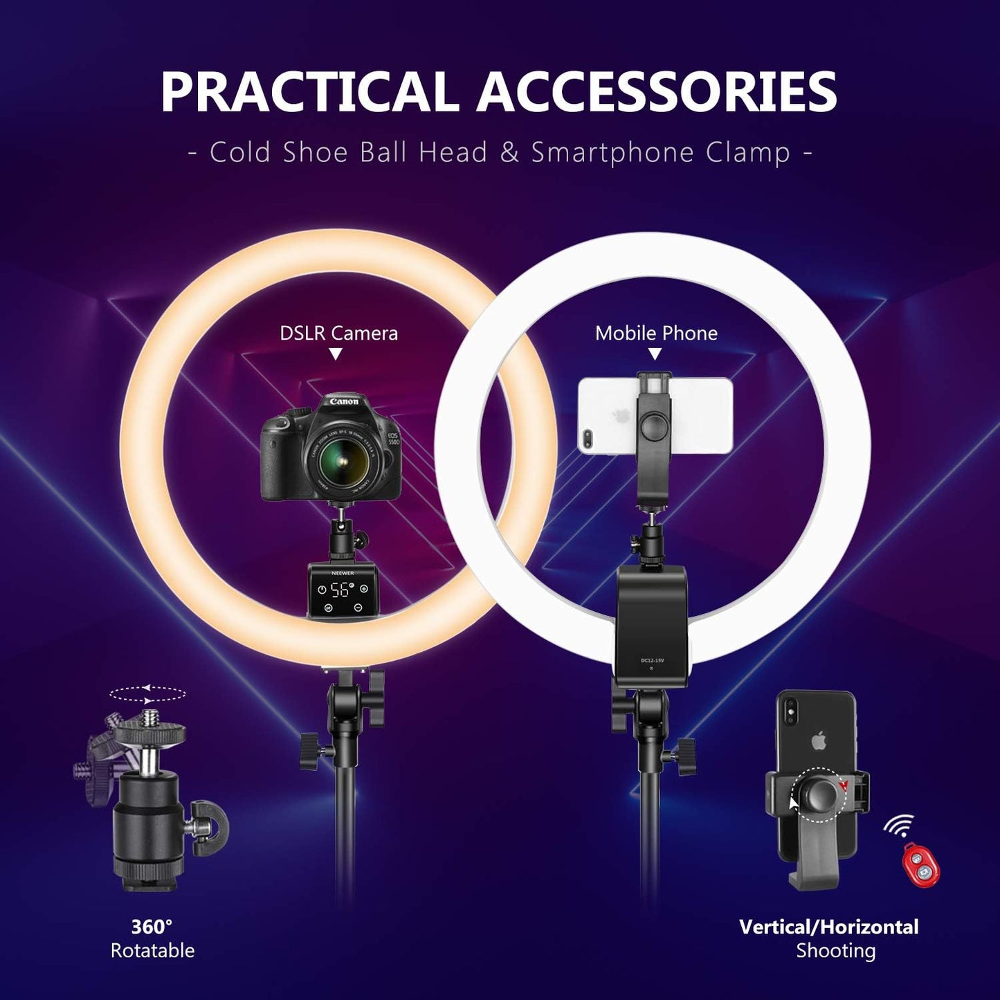 Neewer 10095062 16-inch LED Ring Light Stand Kit