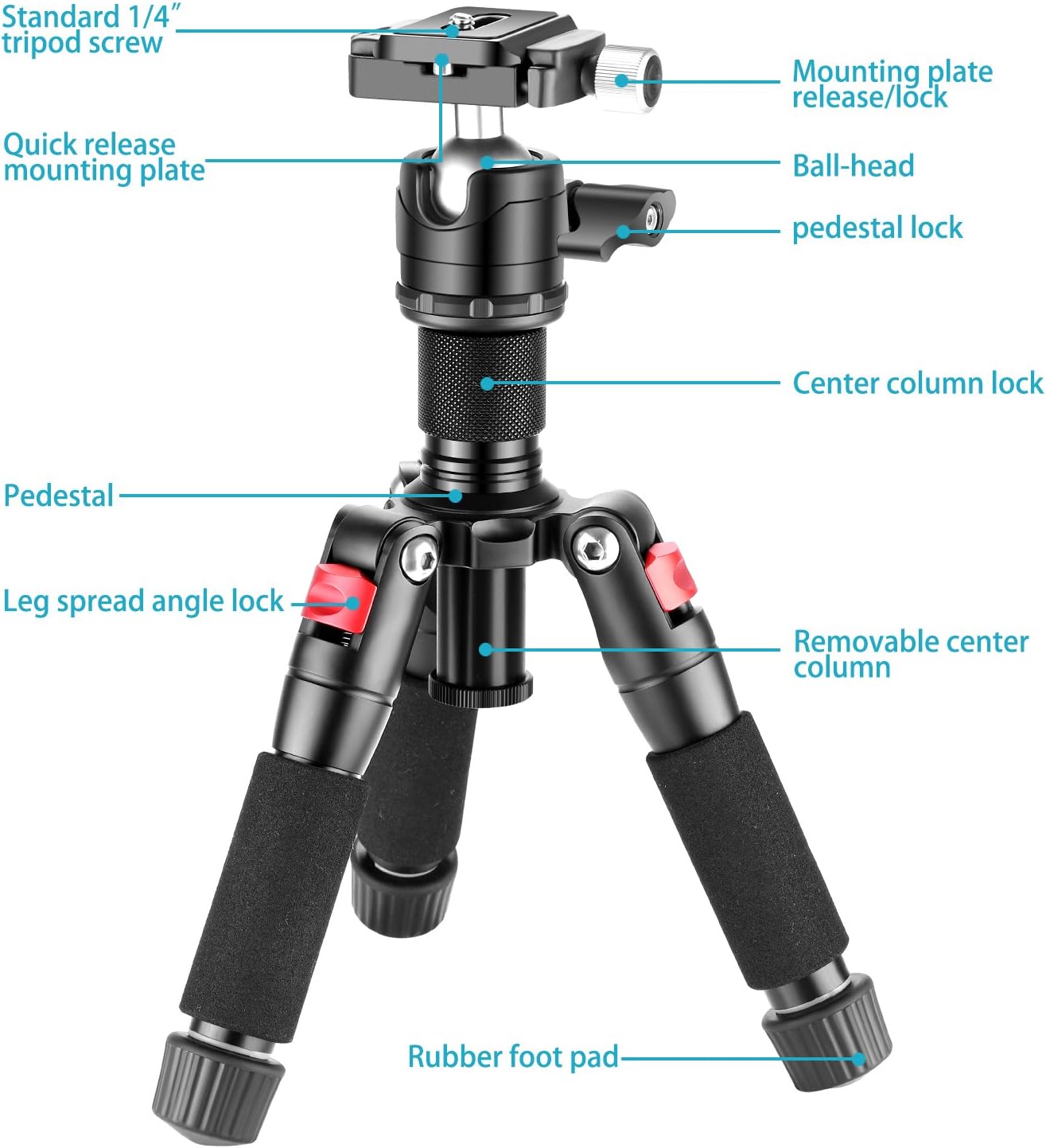 Neewer TP-AAM521 Portable Mini Tripod with Ball Head