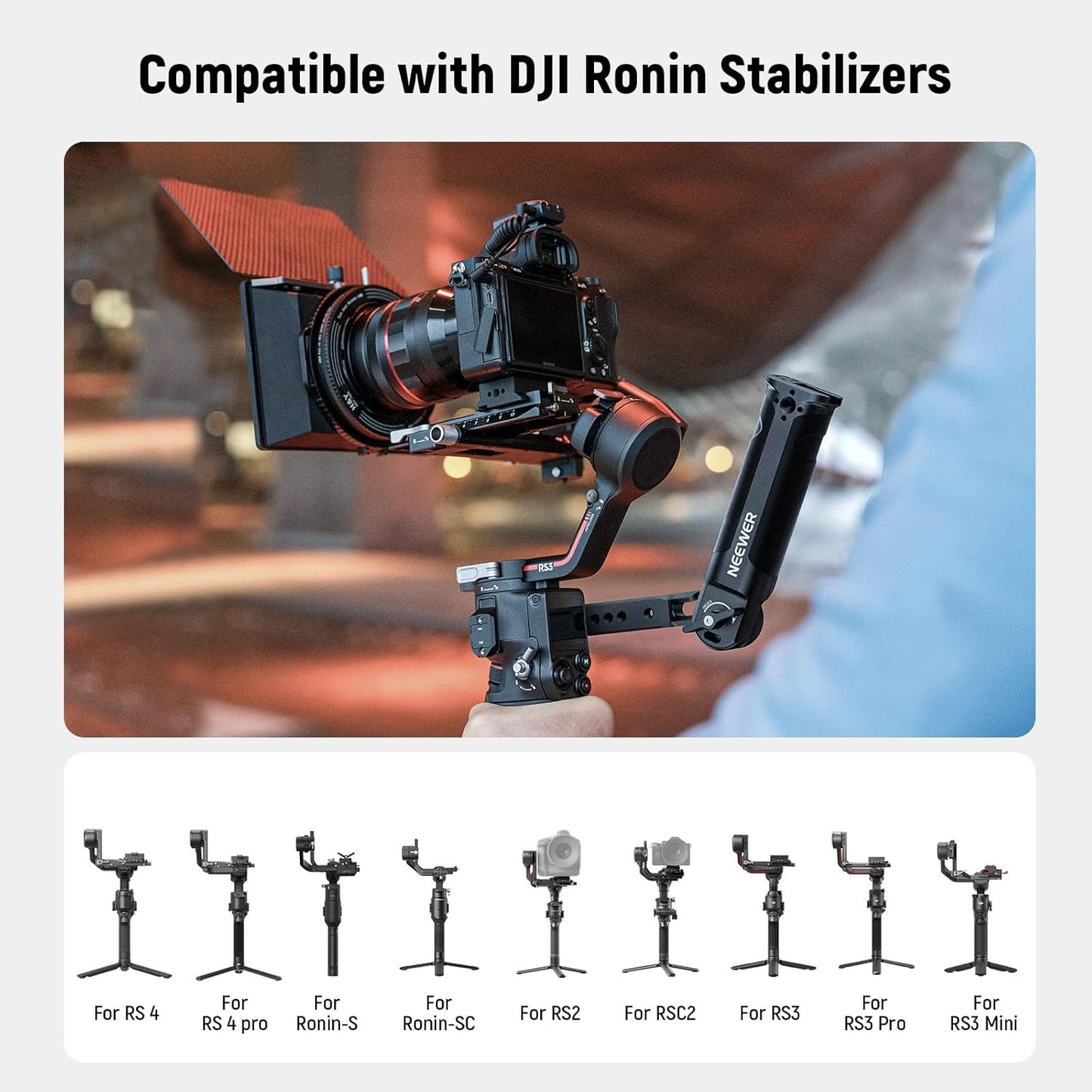 Neewer 10104118 Gimbal Sling: DJI Ronin Handle Grip with NATO Rail