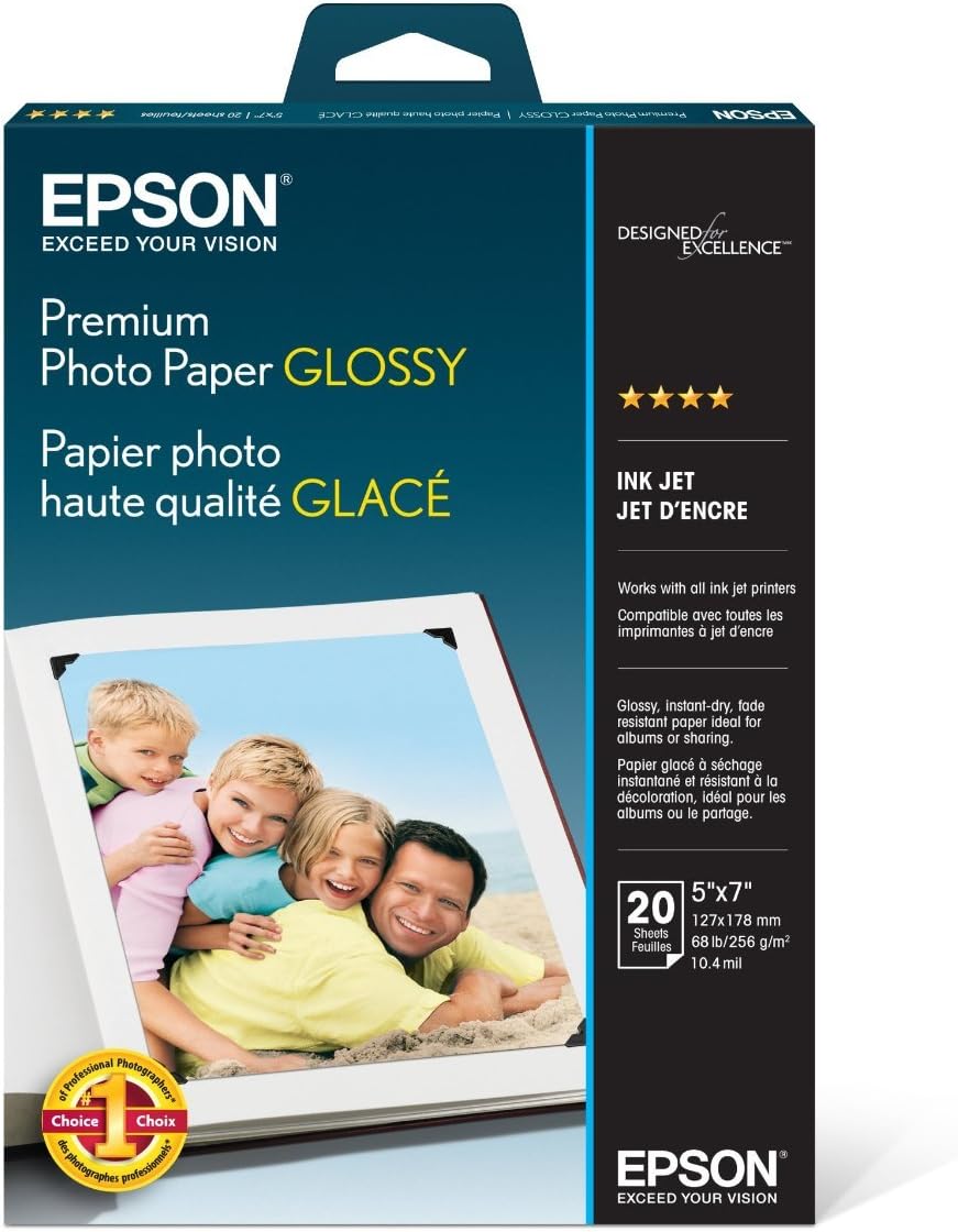 Epson S041464 Premium Glossy Photo Paper 5x7 (20 Sheets)