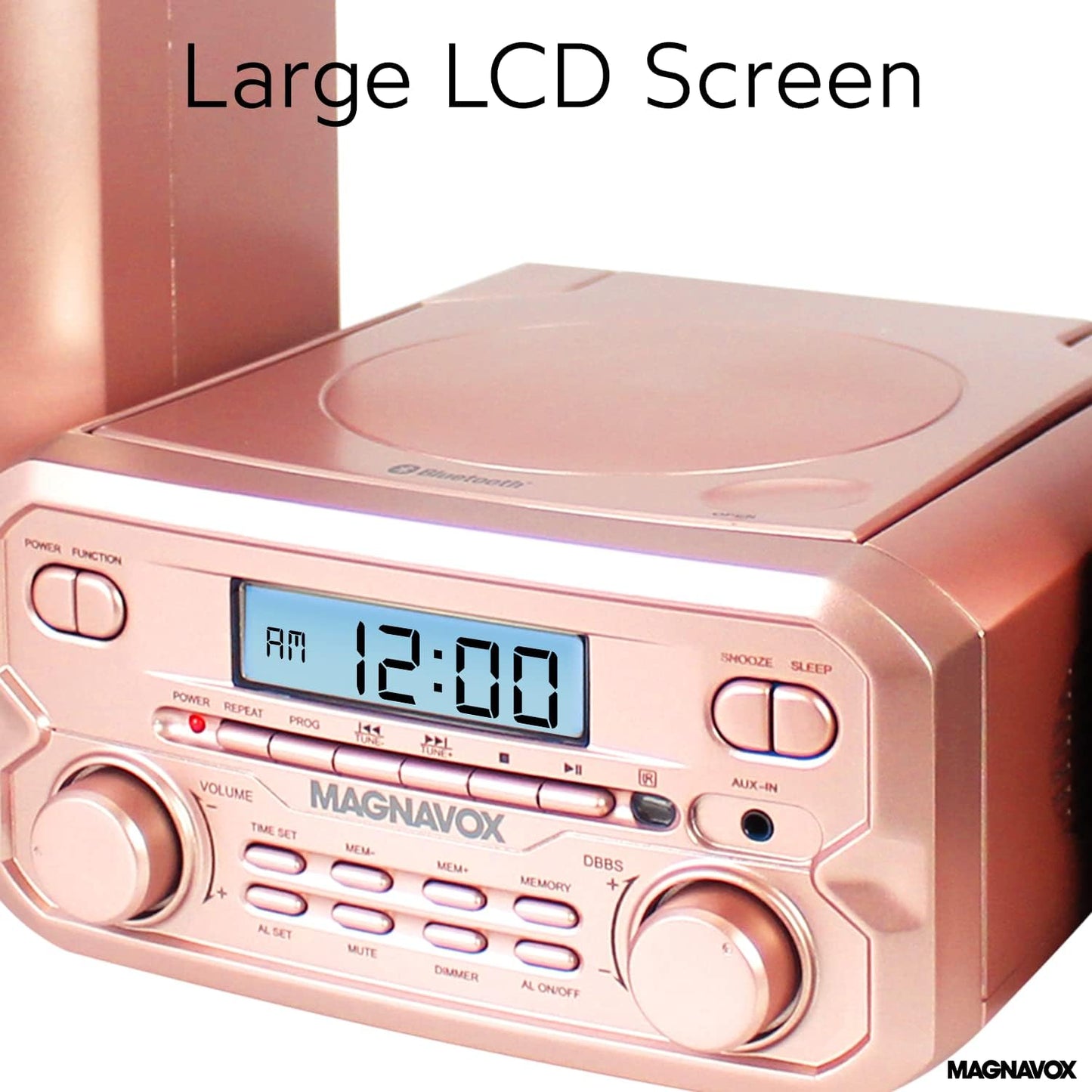 Magnavox MM435M-RG CD Shelf System Bluetooth Rose Gold