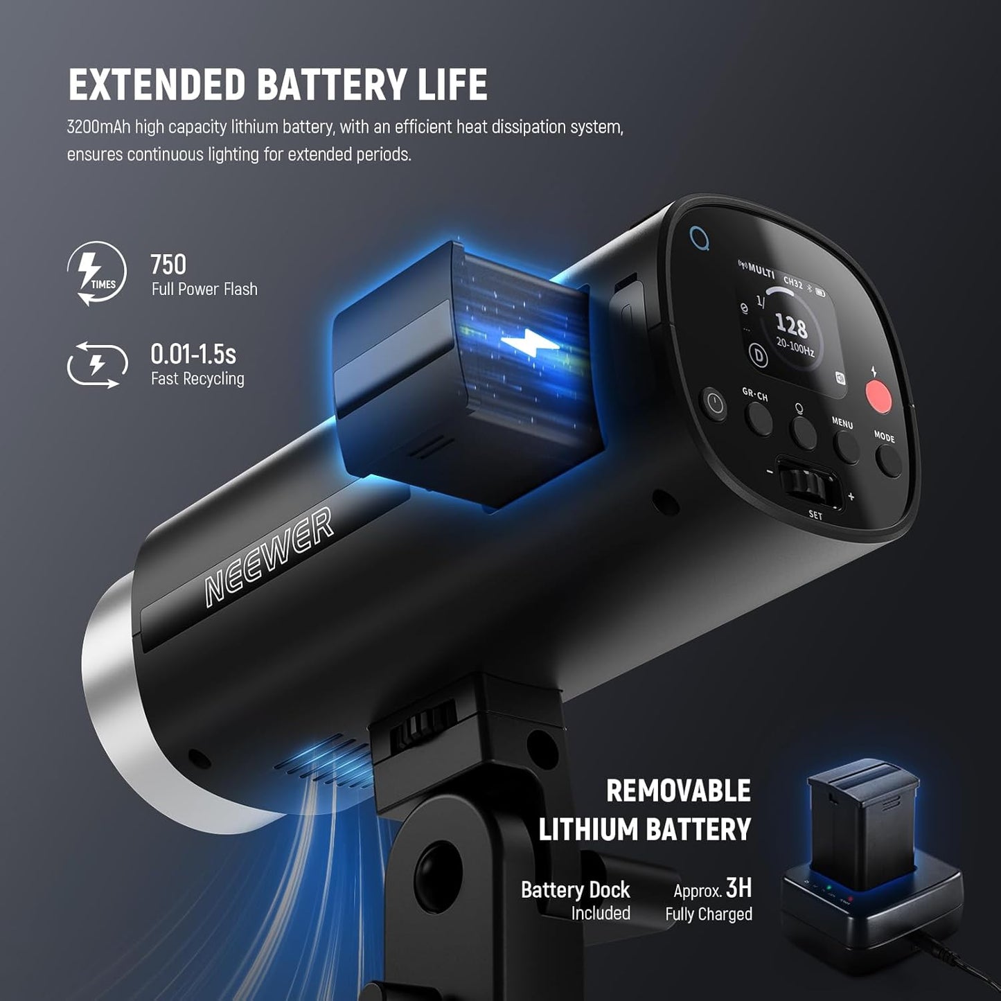 Neewer Q200 200Ws Outdoor Flash Strobe - Battery Powered Monolight