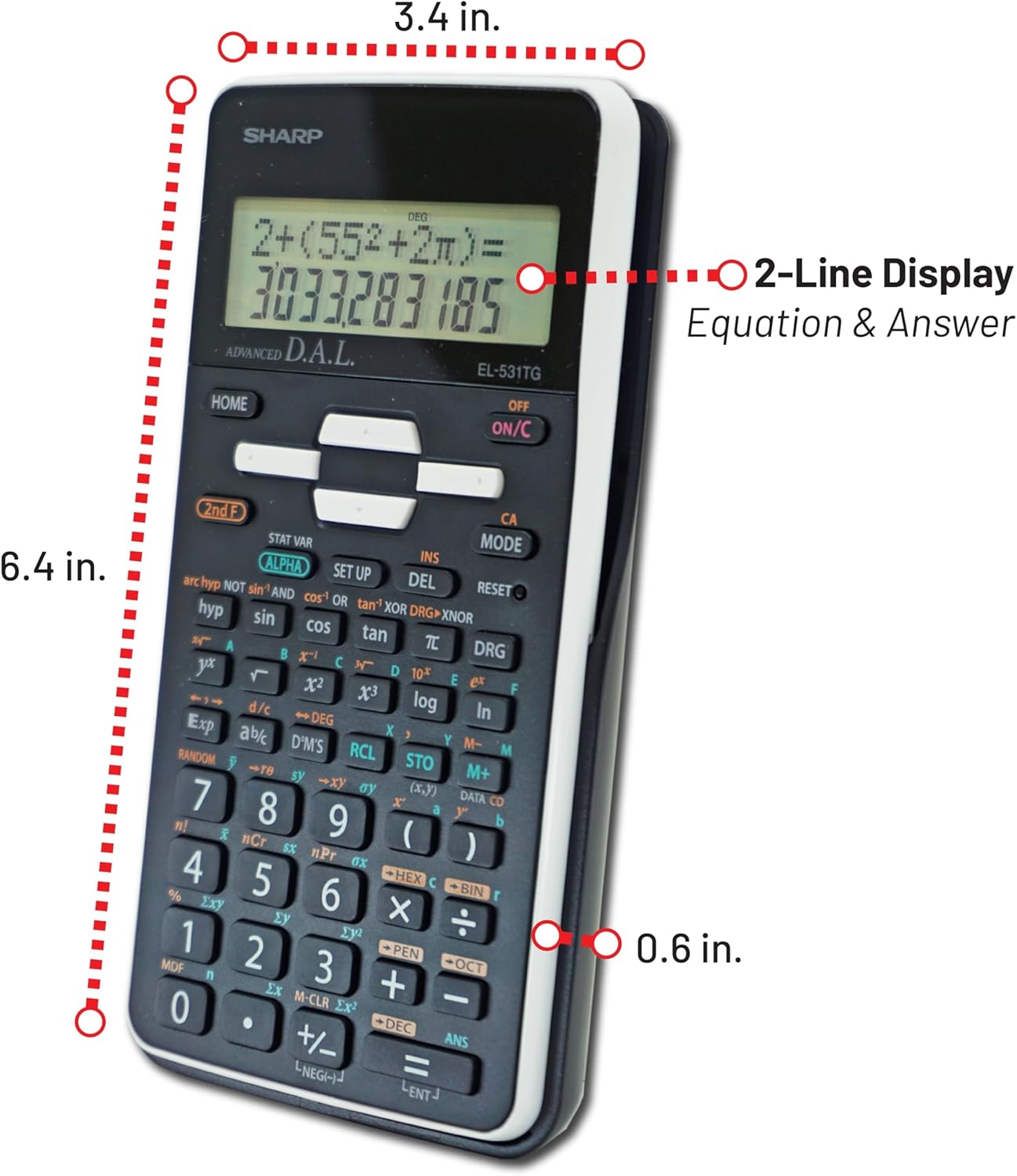 Sharp EL-531TGBBW Scientific Engineering Calculator - Black/White
