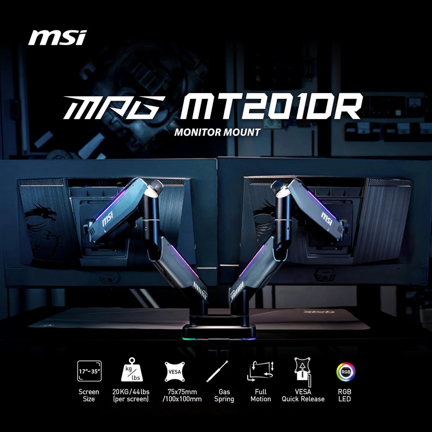 MSI MPG MT201DR Premium RGB Dual Monitor Stand