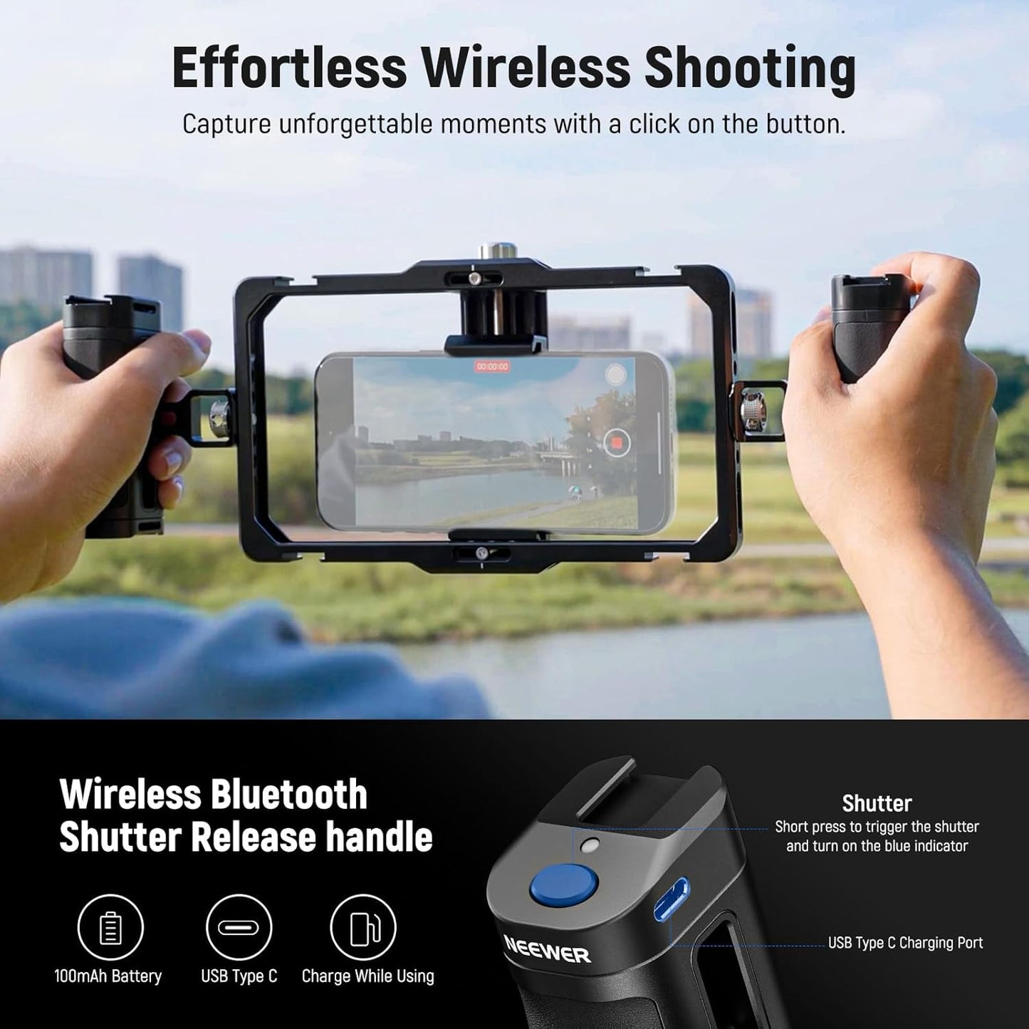 Neewer PA009E Phone Cage Video Rig with RGB Light Mic