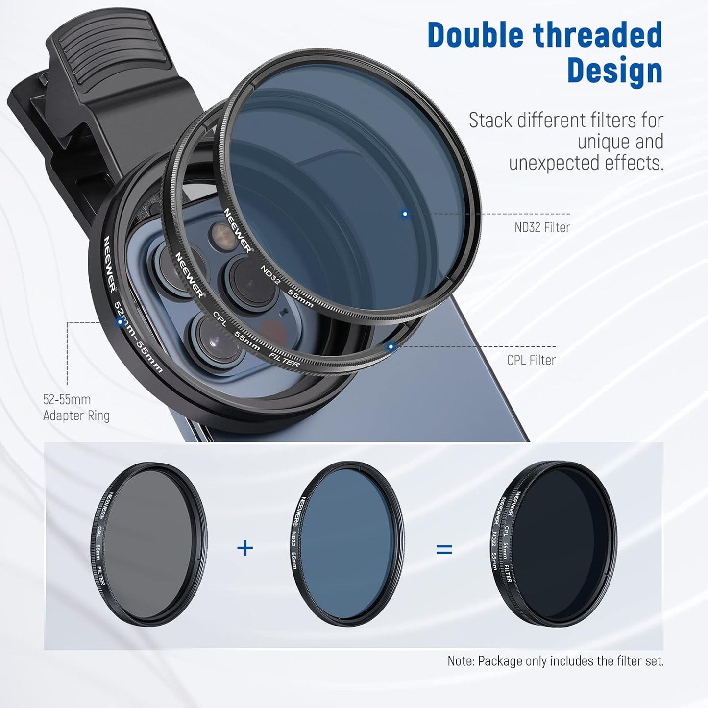NEEWER 55mm ND+CPL Effect Filter Set Phone Lens