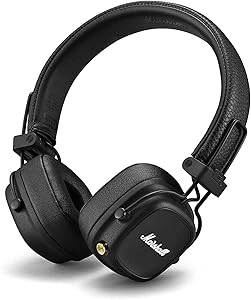 Marshall 1005773-cr Major IV Bluetooth On-Ear Headphones, Black (Renewed)