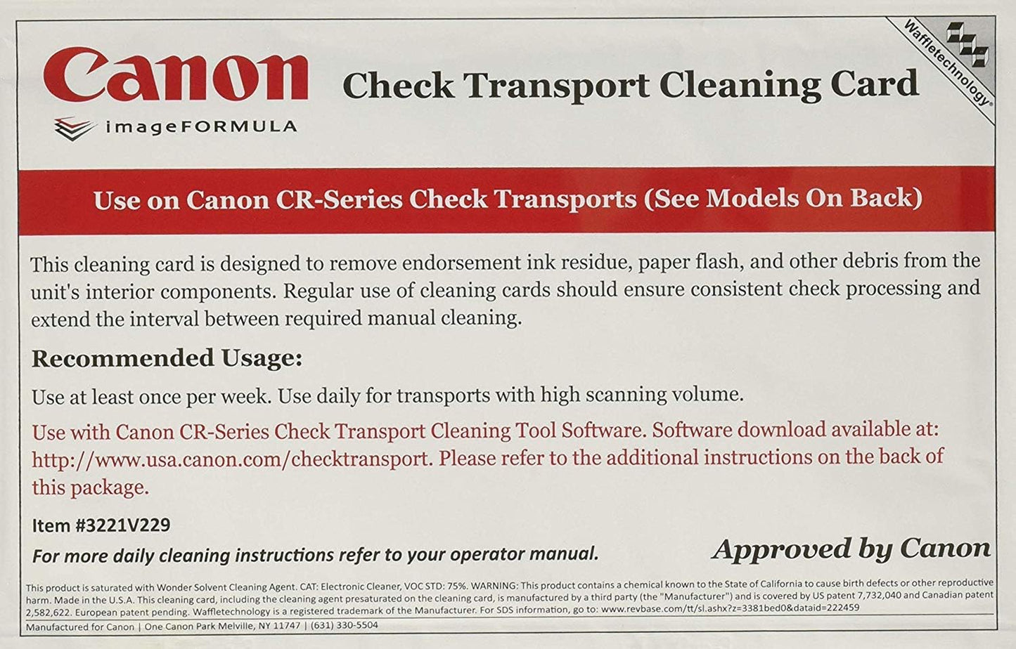 Canon 1904V566 CR-Series Check Scanner Cleaning Cards (15)