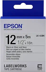 Epson LK-43BK Black on Silver Label Tape Cartridge