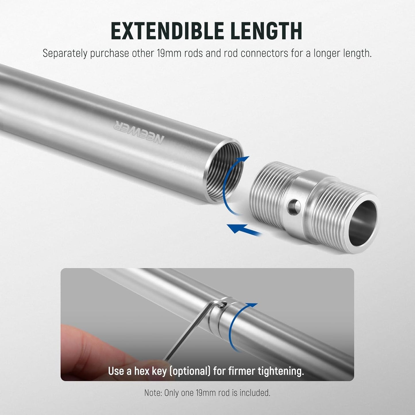 Neewer SR011 Heavy Duty 19mm Camera Support Rod 12-inch