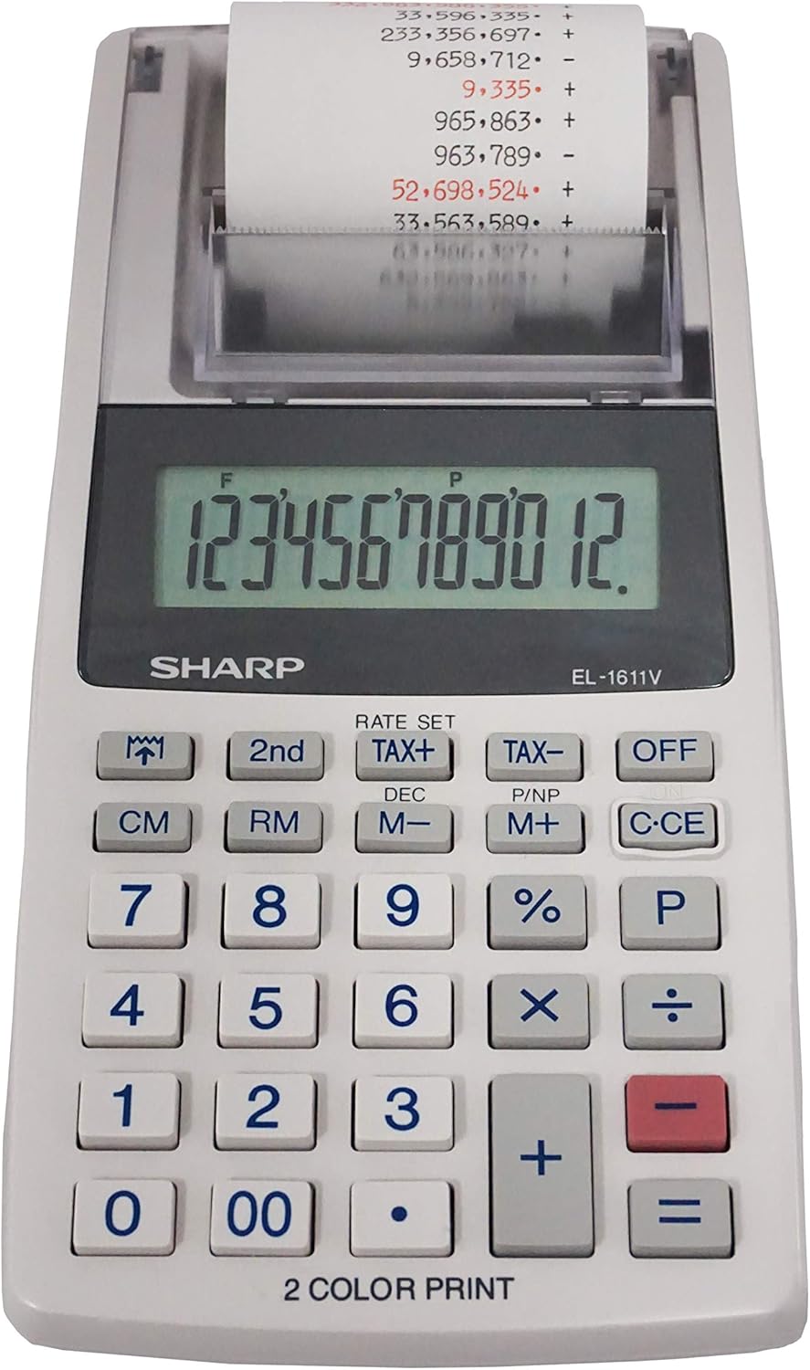 Sharp EL-1611V Handheld Printing Calculator Tax Function