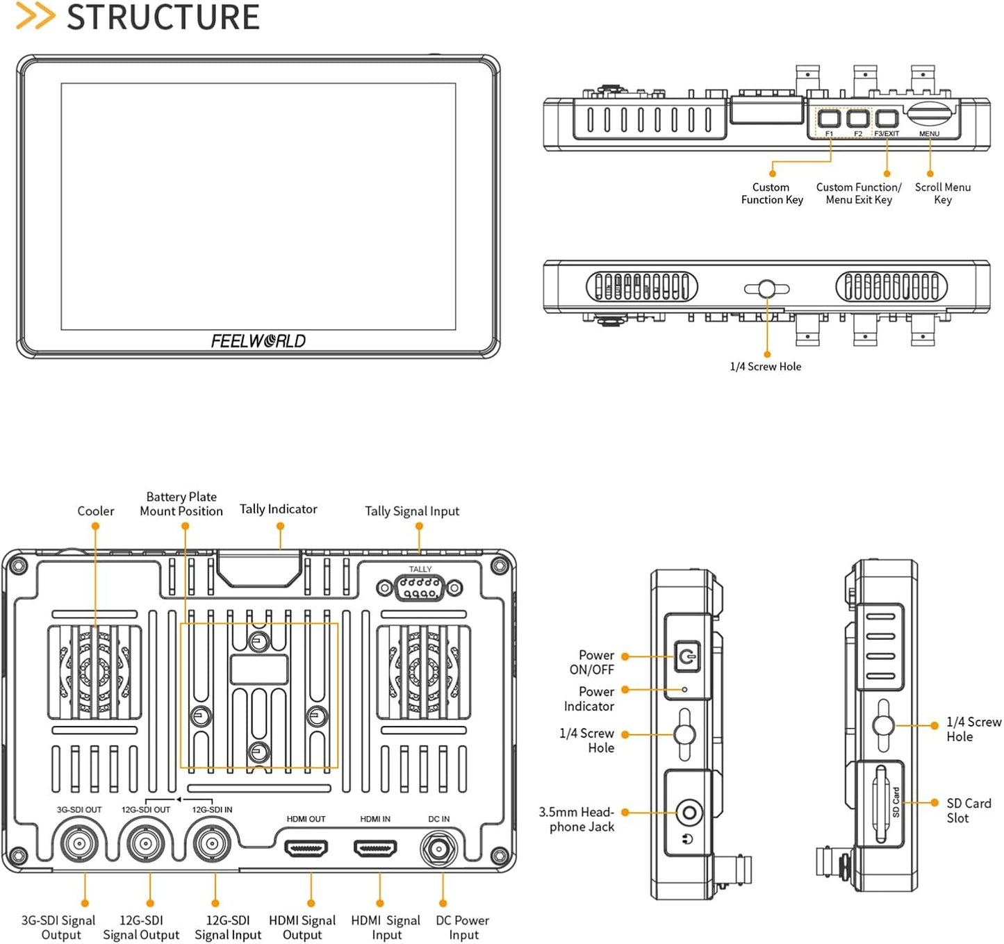 FEELWORLD MI24040801 S7 7" 12G-SDI Touchscreen Monitor