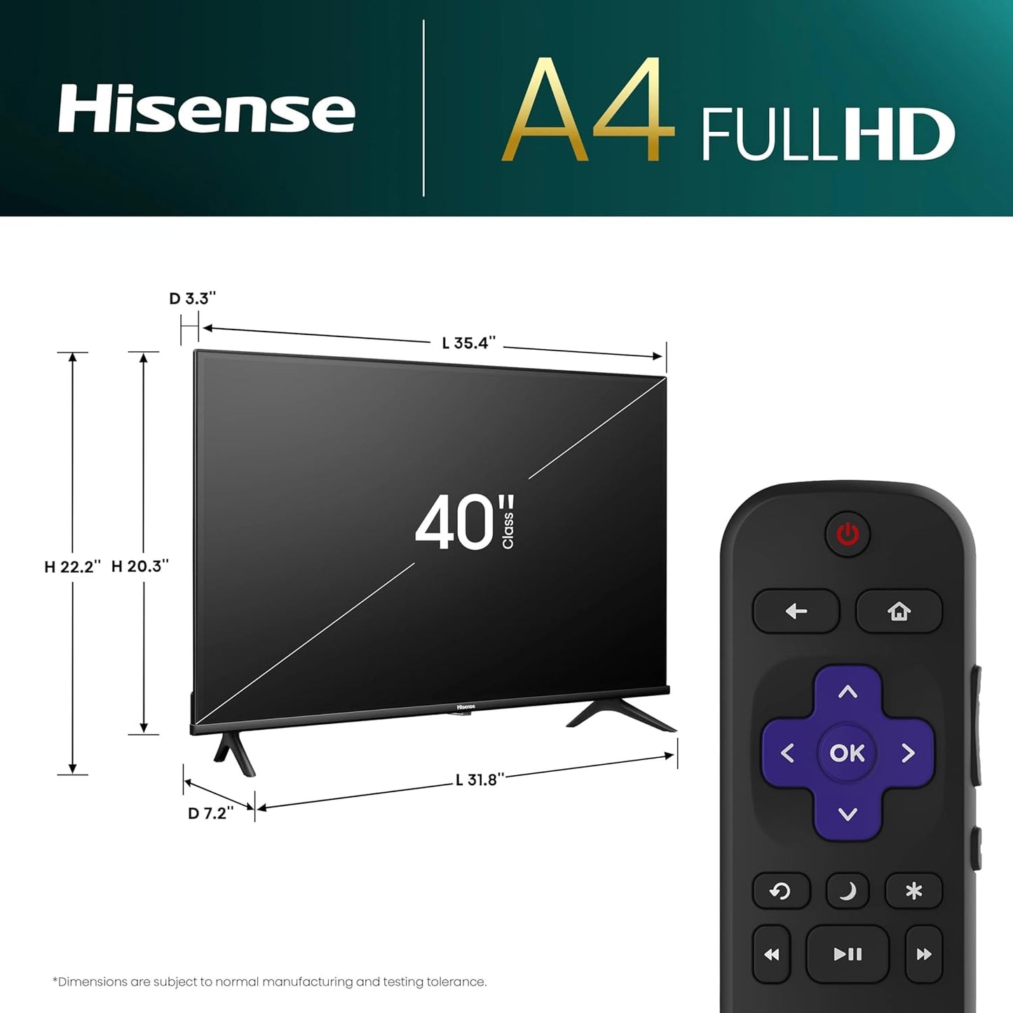 Hisense 40A4NR 40-Inch FHD Smart Roku TV - Dolby Audio, 2024
