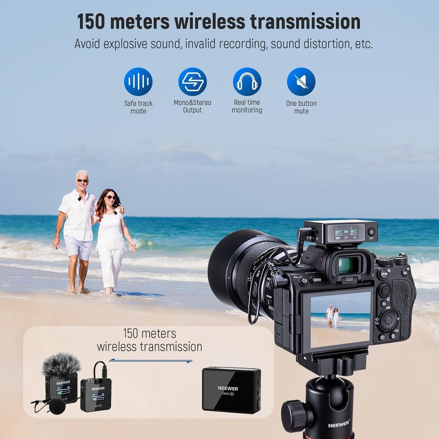 Neewer 21000042 Wireless Lavalier Microphones - Charging Case, 2 Pack