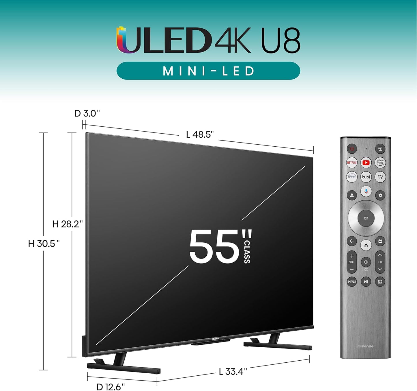 Hisense 55U8N 55-Inch Mini-LED QLED 4K Google TV