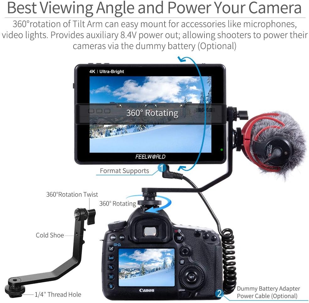 FEELWORLD LUT7S 7" 2200nit Ultra Bright 4K HDMI 3G-SDI Camera Field Monitor