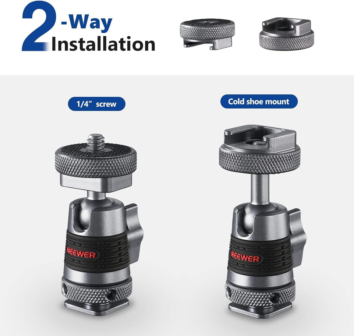 Neewer 10101418 Mini Ball Head Cold Shoe Mount 2-Pack