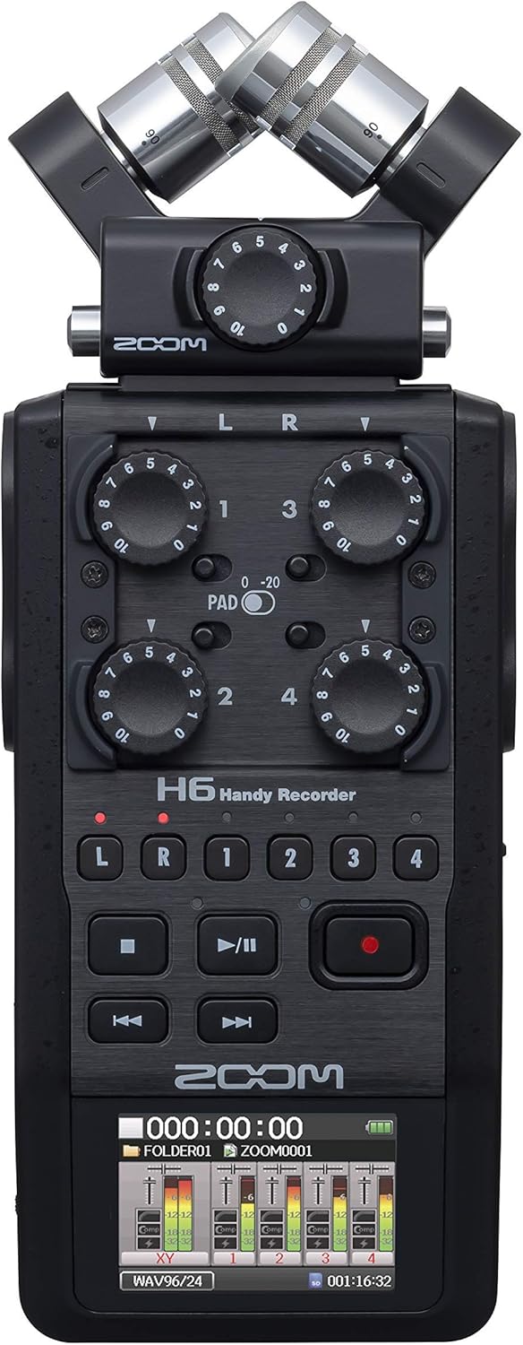 Zoom H6/BLK-cr All Black Handheld Recorder (Renewed)