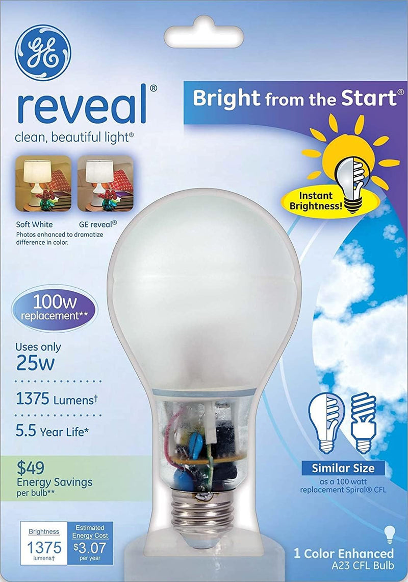 GE 87461 Reveal CFL 25W Soft White 3-Pack — main product image
