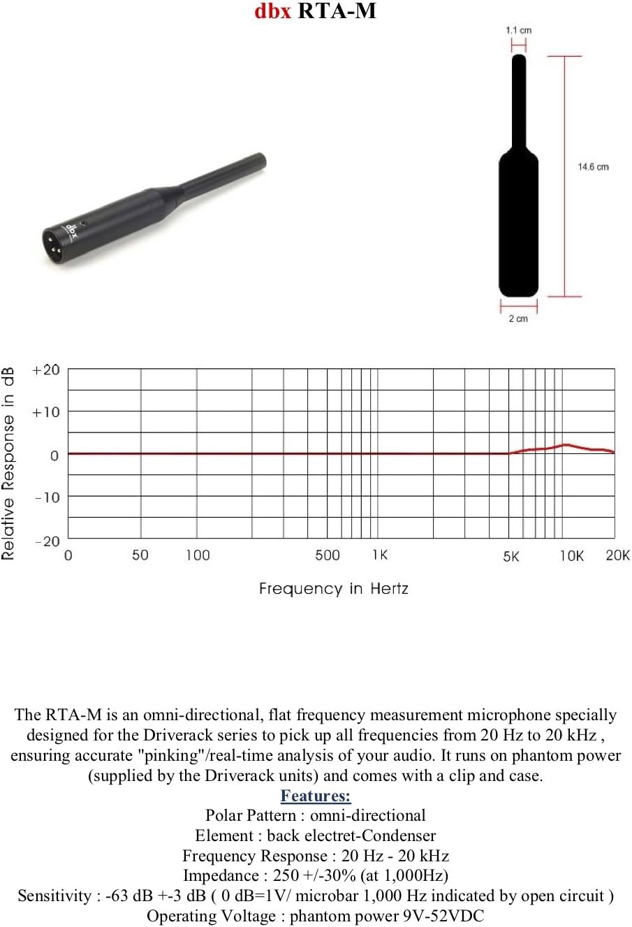 DBX RTA-M Driverack Series Reference Microphone