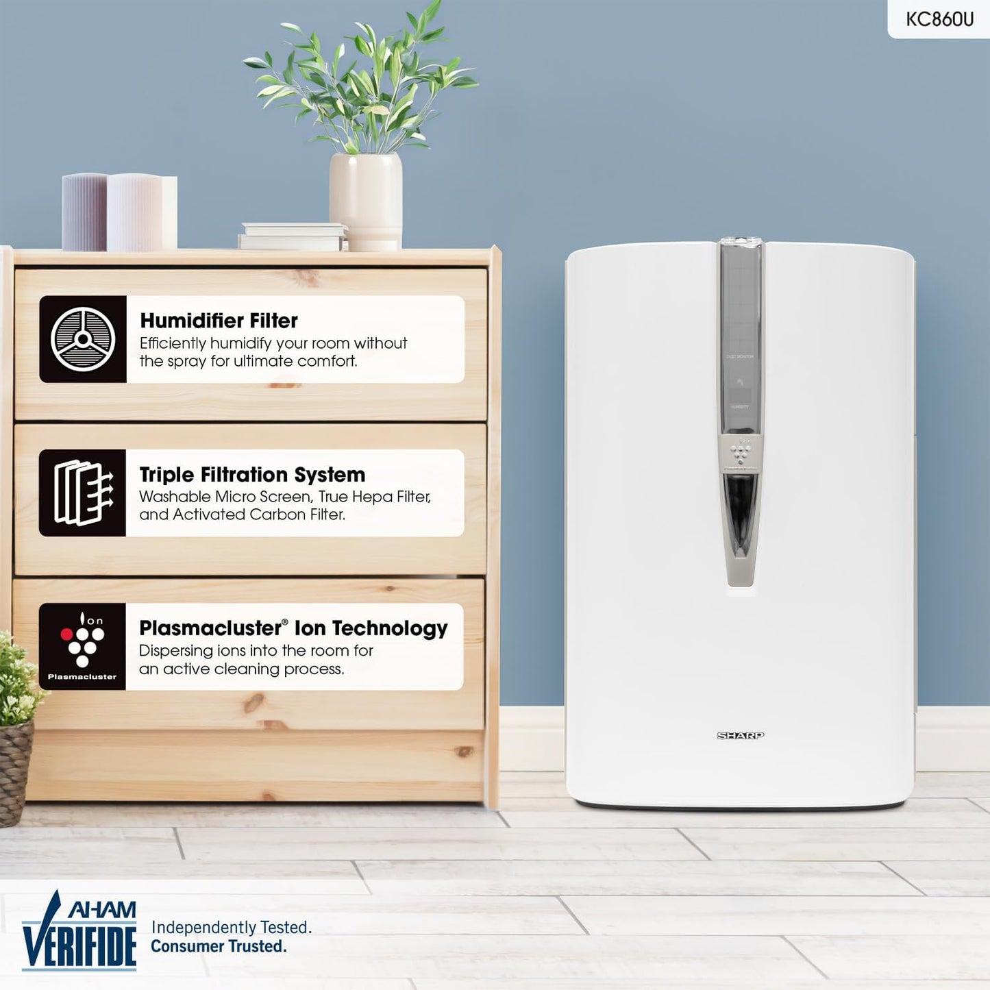 Sharp KC-860U Air Purifier Humidifier HEPA Large Room