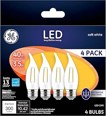GE 92677 LED 40W Soft White Clear Bulbs 4-Pack