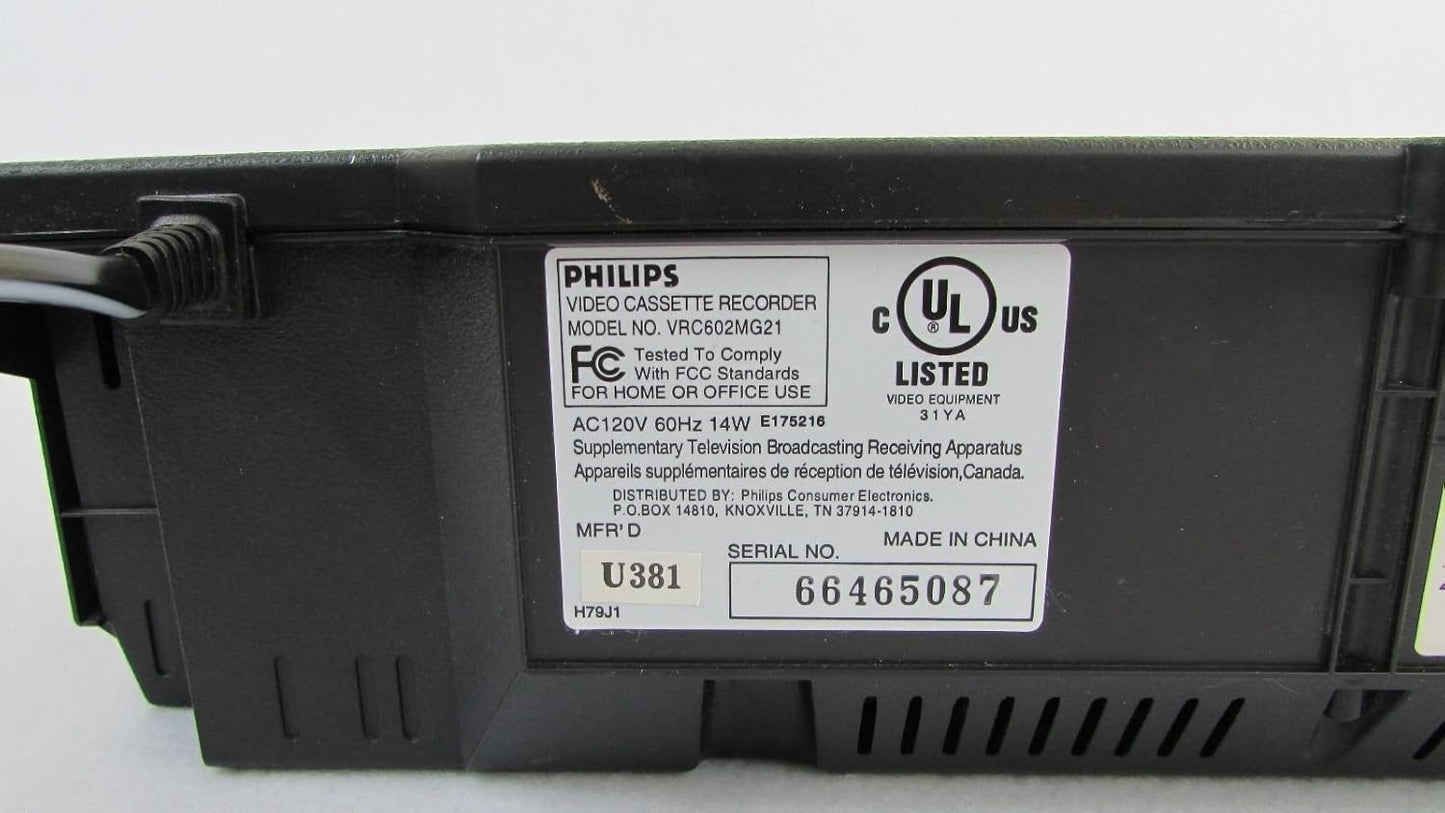 Philips VRC602MG21 Magnavox VHS VCR Player Recorder