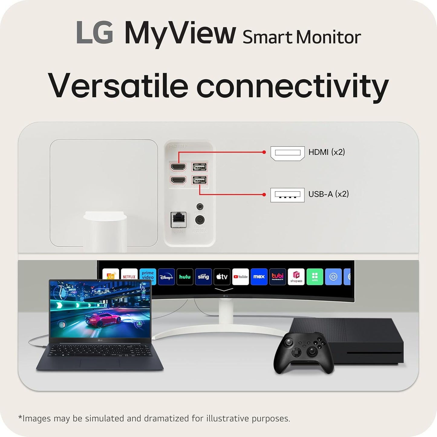 LG 34SR60QC-W 34-Inch Curved MyView Smart Monitor