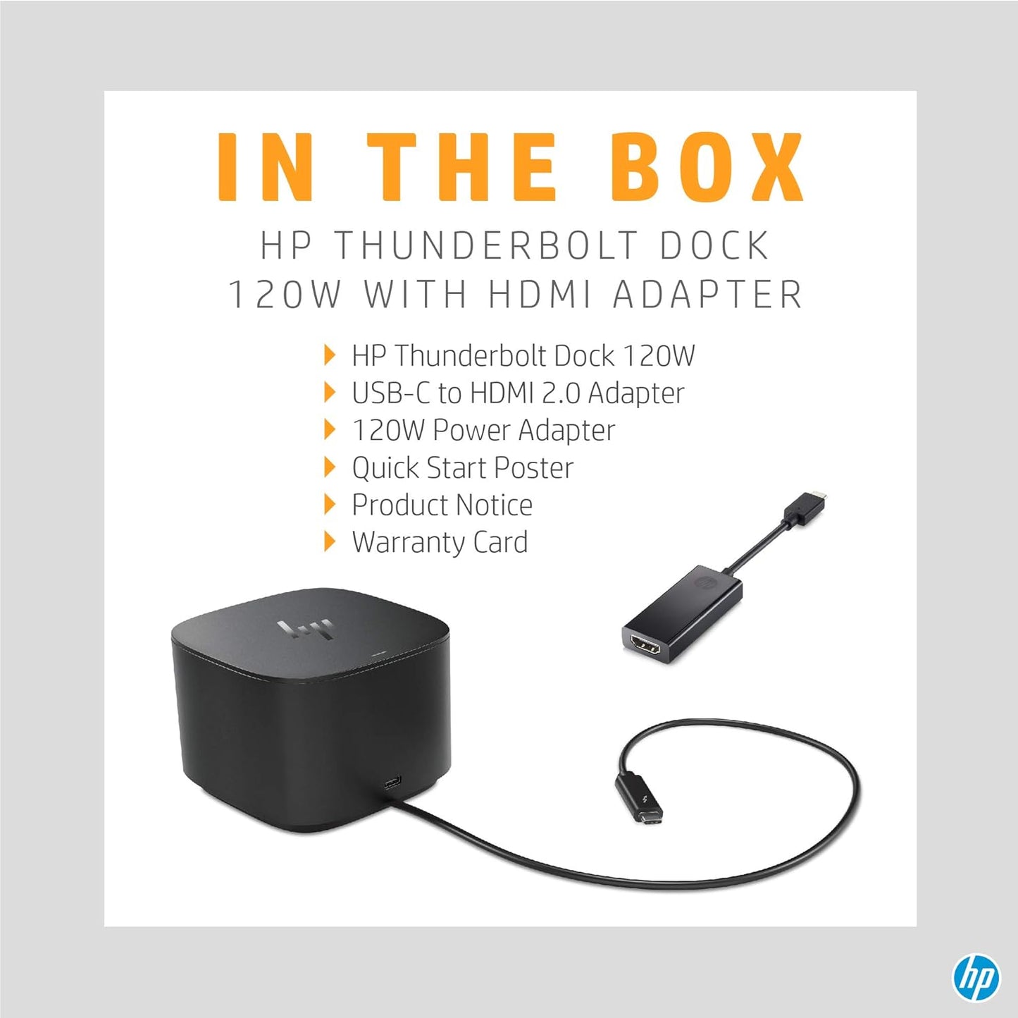 HP 6HP48AA#ABL Thunderbolt USB-C Dock 120W with HDMI Adapter