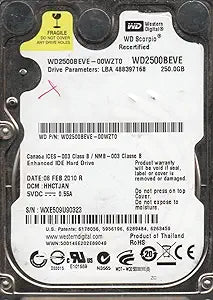 Western Digital WD2500BEVE-00WZT0 250GB IDE 2.5