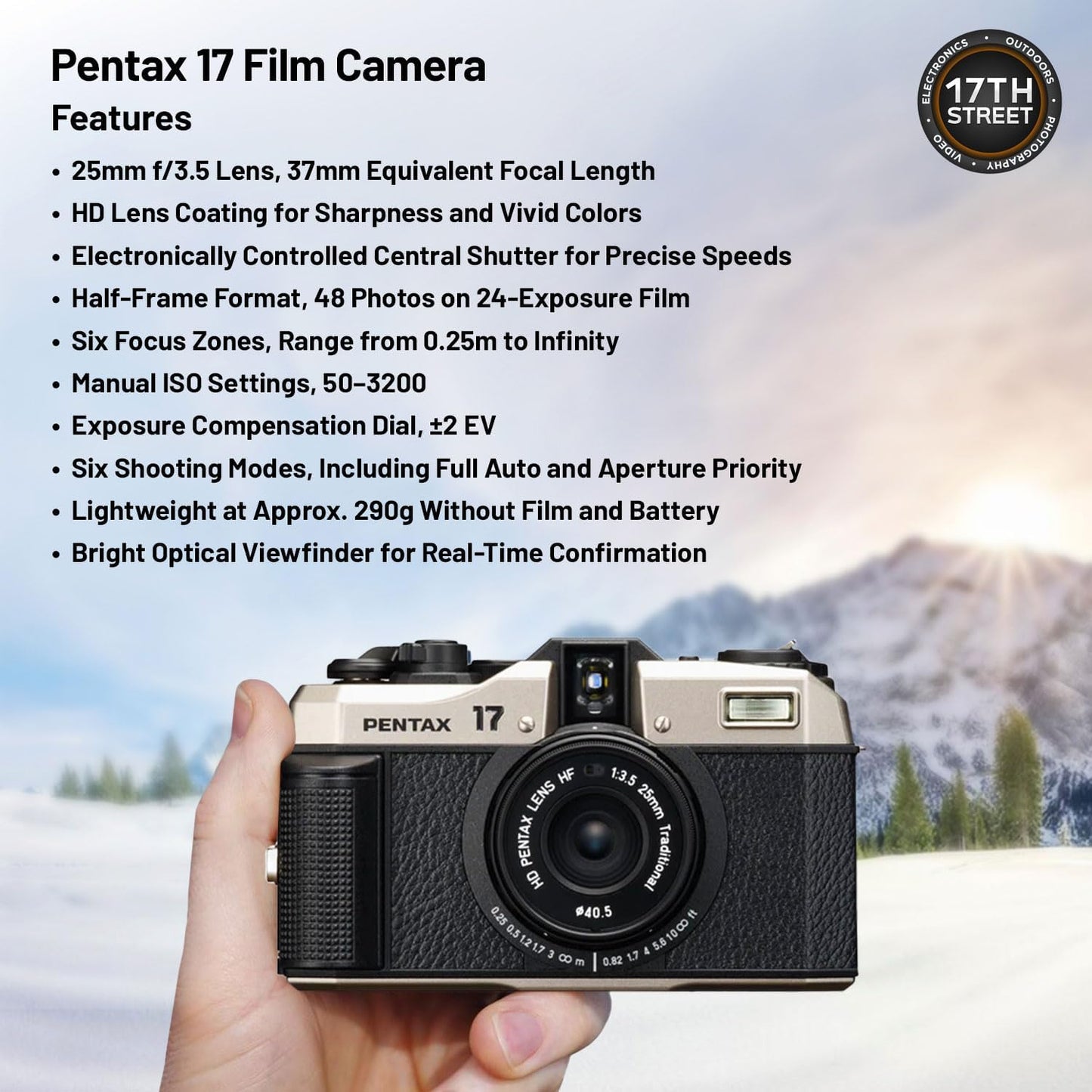 Pentax PEN18928-RIM-KIT1 17 Half-Frame Film Camera Kodak Gold Bundle