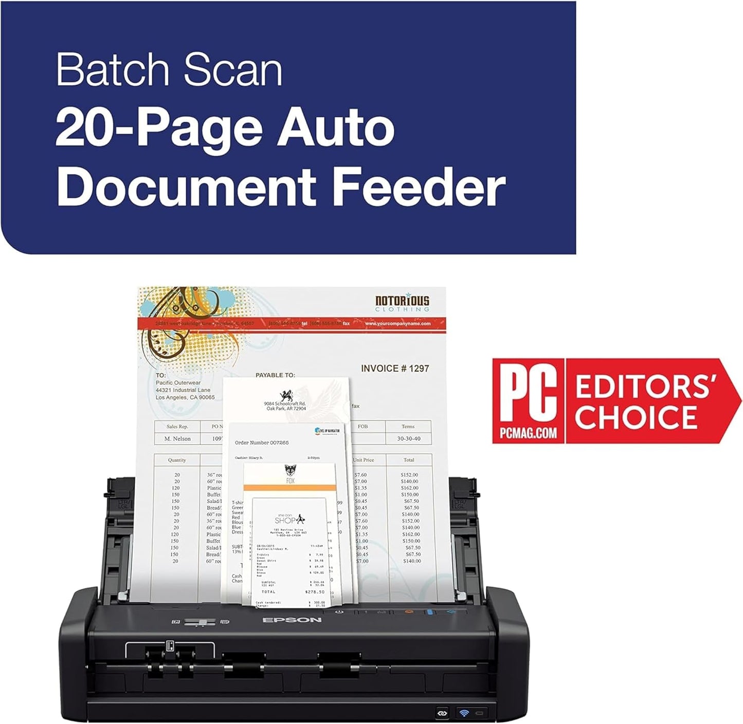 Epson ES-300W Wireless Portable Document Scanner